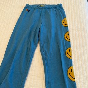 Aviator nation blue smiley face sweatpants